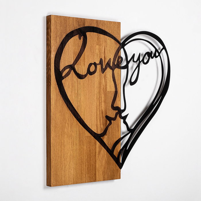 Wallity Escultura de pared i Love You en Nogal y Negro Wallity Escultura de pared i Love You en Nogal y Negro